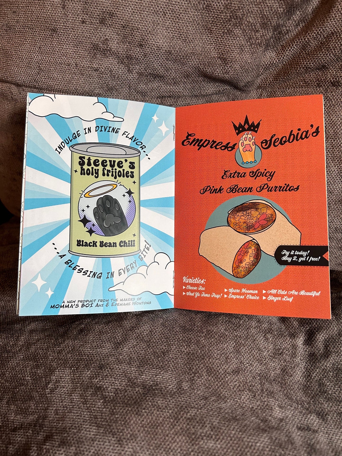 FAUX PAWS: a modern shopping guide, food ads based on cats I know - Zine