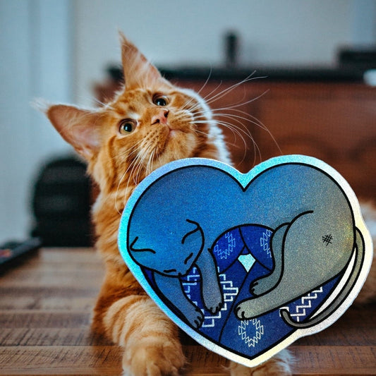 Iridescent Cat Nap Booty Heart - ABAI Vinyl Sticker