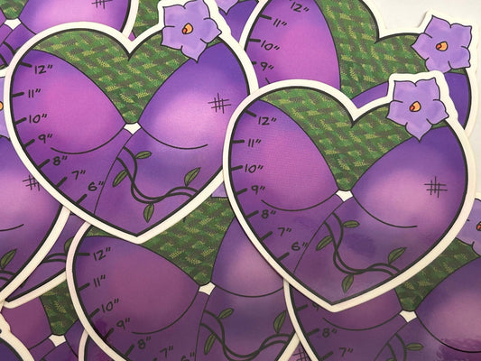 Eggplant Booty Heart - ABAI Vinyl Sticker