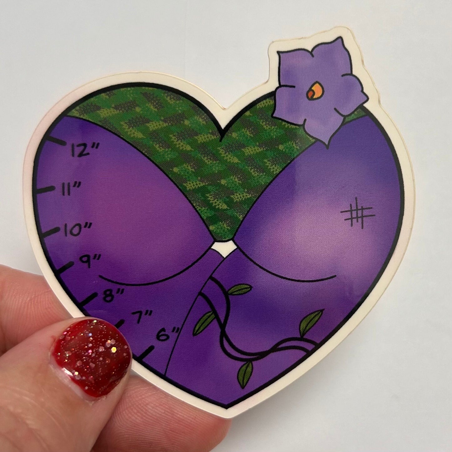 Eggplant Booty Heart - ABAI Vinyl Sticker